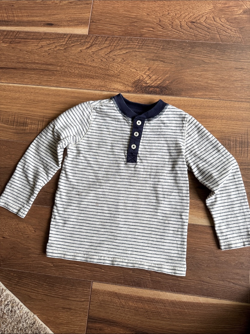 Mini Boden Navy Trim Striped Long-Sleeve Henley
